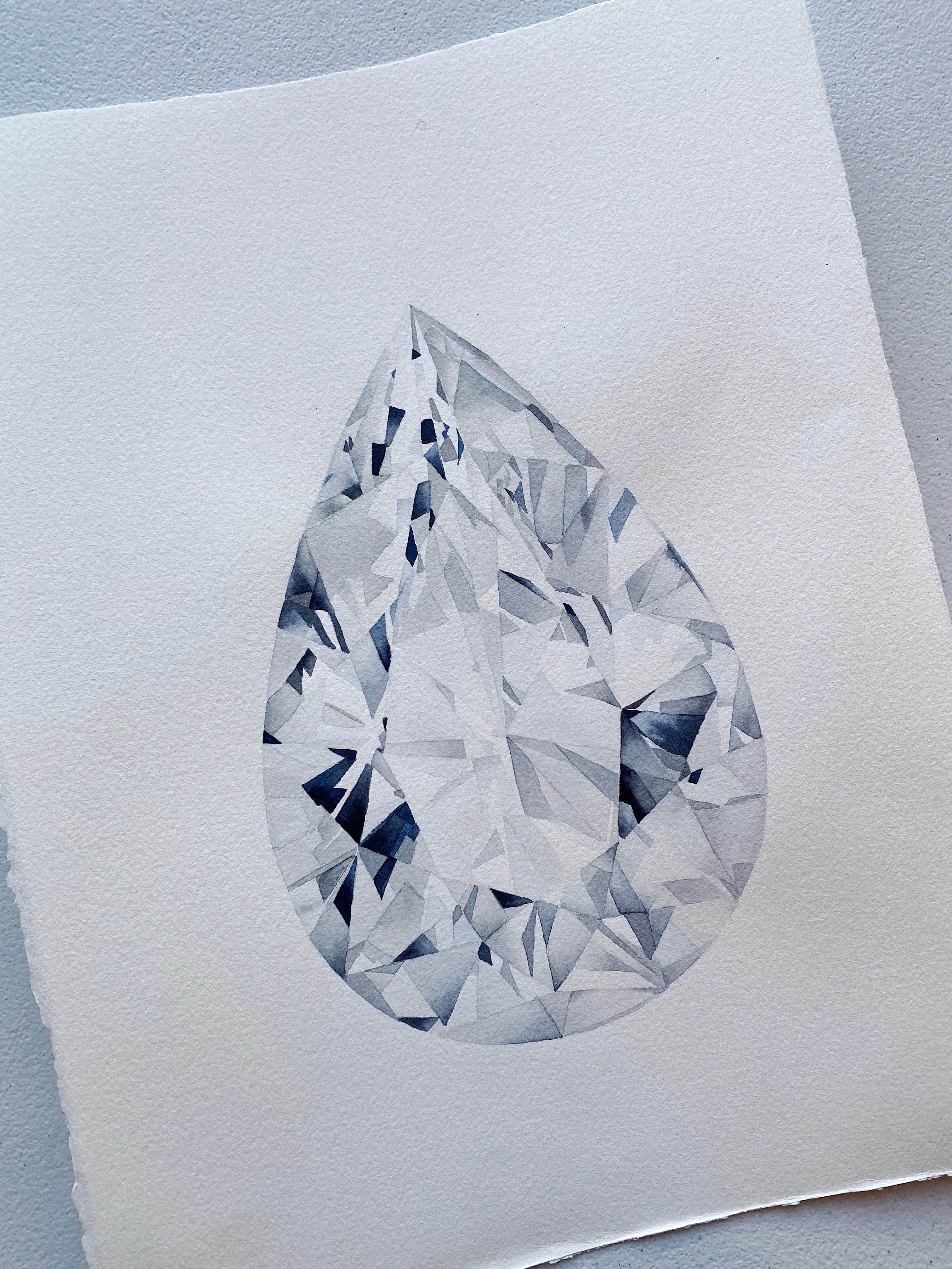 Original Painting - Watercolor Pear Cut Diamond Painting 11x15 inches