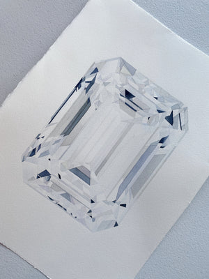 Original Painting - Watercolor Emerald Cut Diamond Painting 11x15 inches