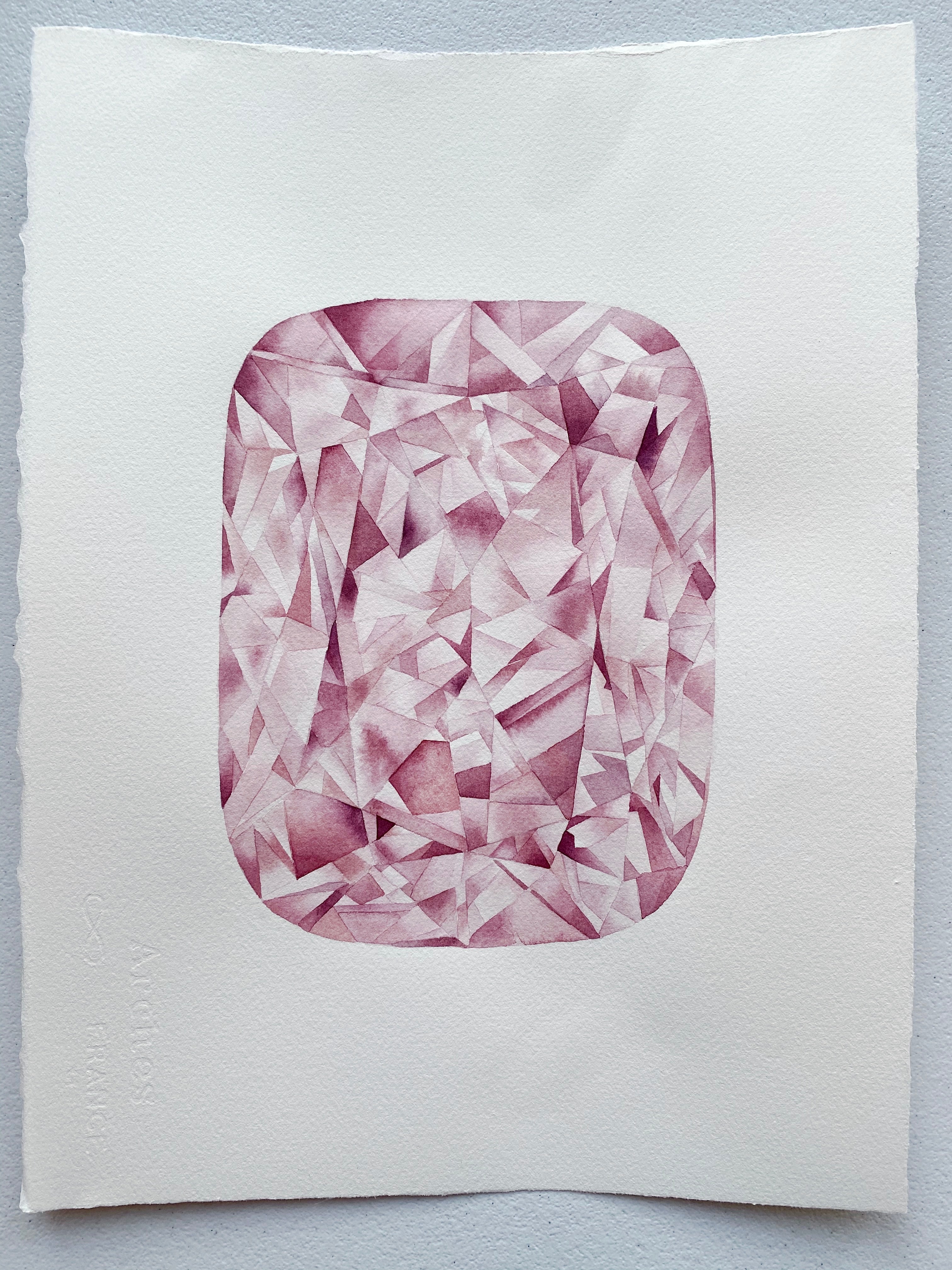 Original Painting - Watercolor Pink Diamond Painting 11x15 inches