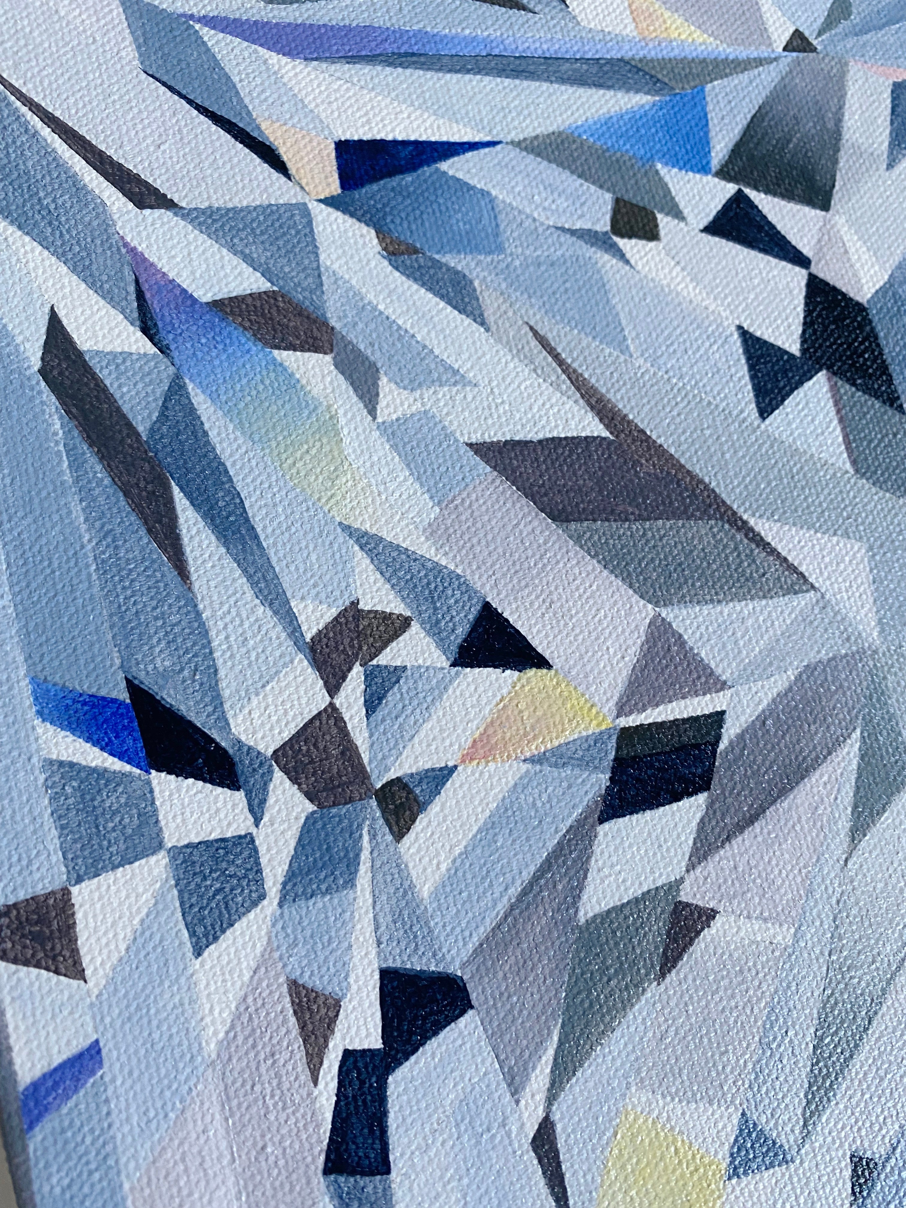Diamond Princess Cut Abstract Acrylic Painting - Original Painting 12 x 12 inches