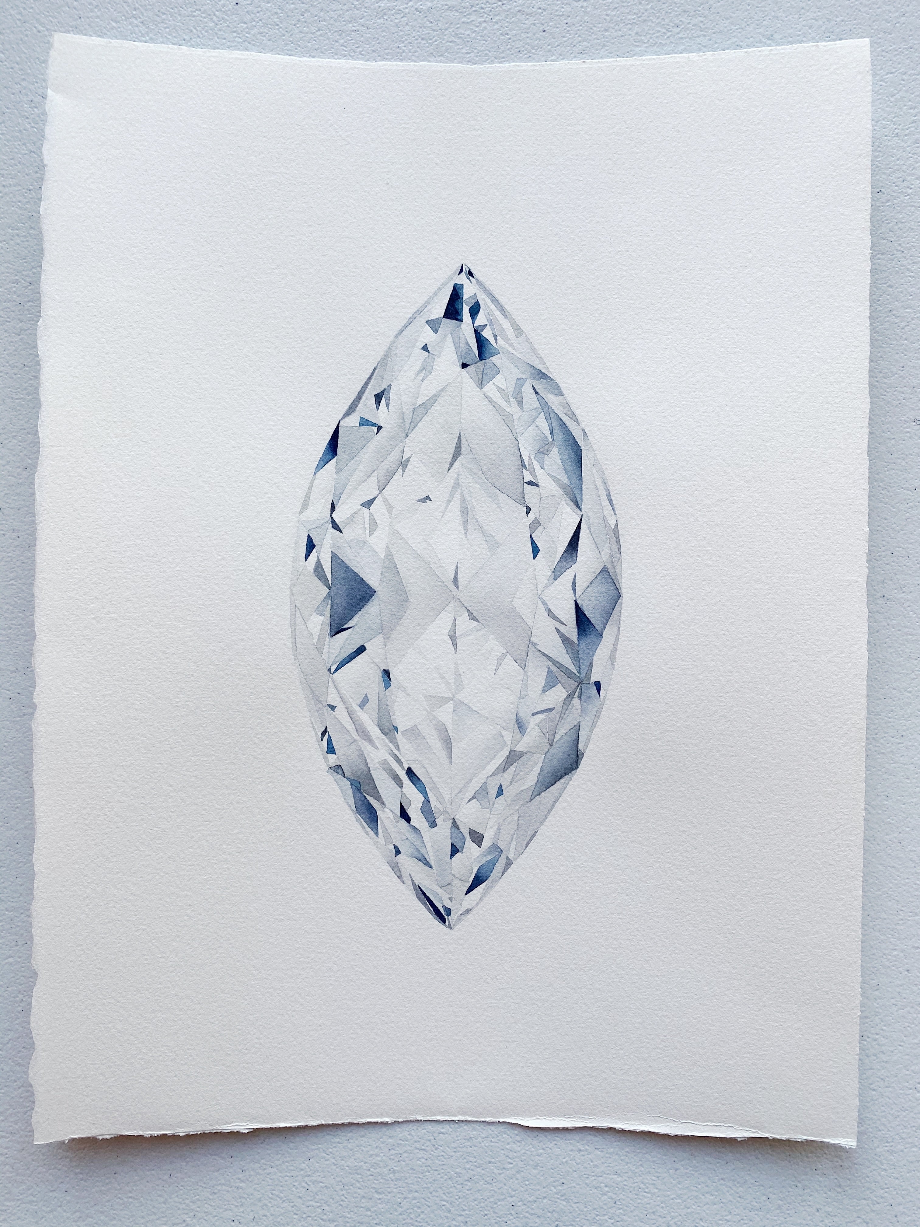 Original Painting - Watercolor Marquise Cut Diamond Painting 11x15 inches